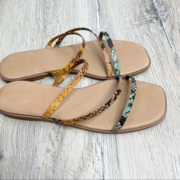 Madewell Lyra Slide Sandals Leather Snake Print Sz 8.5 - Picture 7 of 9